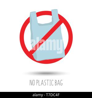 No plastic bag forbidden sign. Vector illustration EPS10 Stock Vector