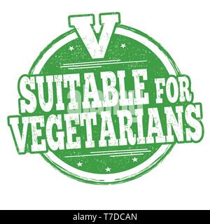 Suitable for vegetarians sign or stamp on white background, vector illustration Stock Vector