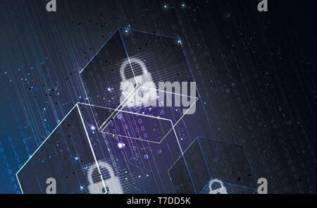 Cybersecurity and information or network protection. Future cyber technology web services for business and internet project Stock Vector