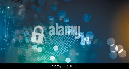 Cybersecurity and information or network protection. Future cyber technology web services for business and internet project Stock Vector