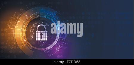 Cybersecurity and information or network protection. Future cyber technology web services for business and internet project Stock Vector
