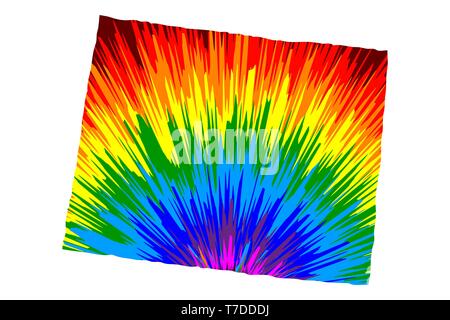 Wyoming (United States of America, USA, U.S., US) -  map is designed rainbow abstract colorful pattern, State of Wyoming map made of color explosion, Stock Vector