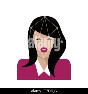 Face recognition. Flat icon. Vector illustration Biometric scanner Stock Vector