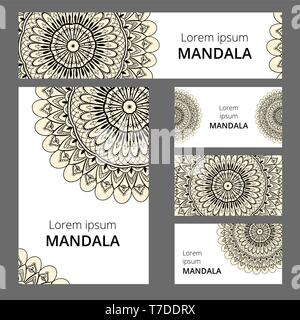 Mandala pattern design template. May be used for Business card or booklet, banner, book cover. illustration. Stock Vector
