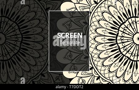 Computer screen design template with sofisticated mandala. Ethnic Mandala ornament. Stock Vector