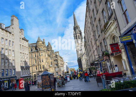 Edinburgh, Scotland - 11/30/2018: People are walking down the Princes street in Edinburgh, Stock Photo