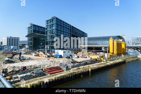 Berlin's main railway station (Hauptbahnhof) under construction. Taken in April 2019 Stock Photo