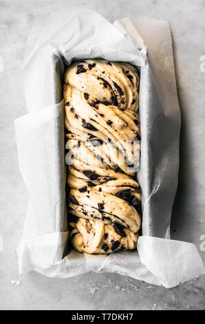 Honey Chocolate Babka Dough Stock Photo