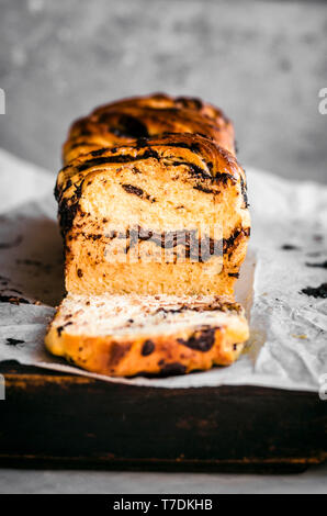 Honey Chocolate Babka Stock Photo