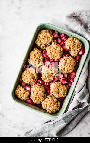 Vegan Rhubarb Berry Cobbler Stock Photo