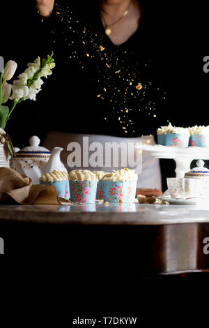 Carrot Cupcakes with Maple Cream Cheese Frosting. Stock Photo