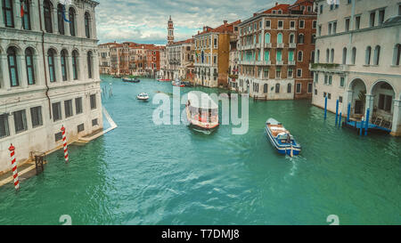 Vaporetto and Architecture on Grand Canal, Venice, Italy Stock Photo