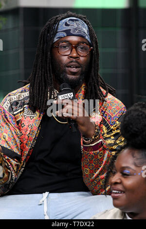 New York, USA. 6 May, 2019. Joshua Johnson, of ÒTank and The BangasÓ at the BUILD Series with the New Orleans-based five-piece band, Tank and The Bangas, discussing their new album "Green Balloon" at BUILD Studio. Credit: Steve Mack/Alamy Live News Stock Photo