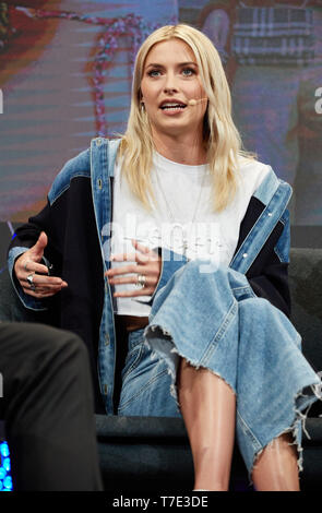 Hamburg, Germany. 07th May, 2019. Lena Gercke, influencer, speaks at the marketing trade fair 'Online Marketing Rockstars' (OMR) in the exhibition halls. Credit: Georg Wendt/dpa/Alamy Live News Stock Photo