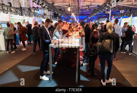 Hamburg, Germany. 07th May, 2019. Visitors can inform themselves at the marketing trade fair 'Online Marketing Rockstars' (OMR) in the exhibition halls. Credit: Georg Wendt/dpa/Alamy Live News Stock Photo