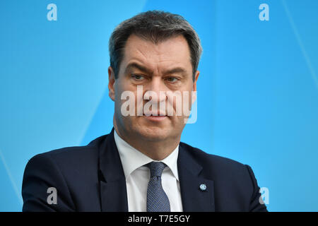 Markus SOEDER (Bavarian State Premier and CSU Chairman), single image, single motif, portrait, portrait, portraits. Topic: Measures for the Prevention and Control of Antisewithism- Press Conference of the Bavarian State Government in the State Chancellery in Munich on 07.05.2019. | usage worldwide Stock Photo
