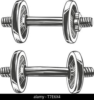 dumbbells, icon cartoon hand drawn vector illustration sketch Stock Vector
