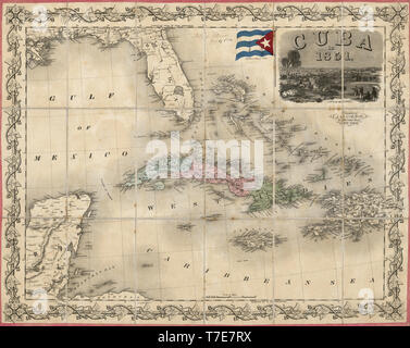 Map of Cuba, Published by J.H. Colton & Co., New York, 1851 Stock Photo