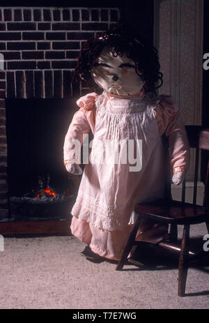 Decorative female scary scarecrow, UK 1989 Stock Photo