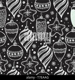 Christmas seamless pattern with christmas elements on black. Stock Vector