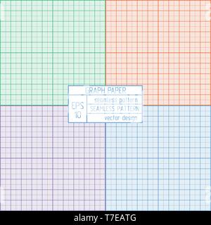 Graph paper pattern. Real scale.Multicolor set. Stock Vector
