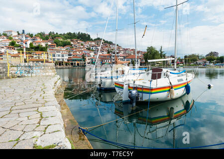 Boats, Ohrid lake, Ohrid, Macedonia Stock Photo