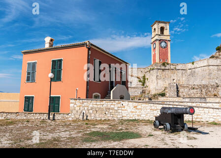 bell tower, old fortress, Kerkyra, Corfu Island, Ionian Islands, Greece Stock Photo