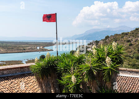 national flag, Vivar-Canal, venetian castle, excavation site, Butrint ...