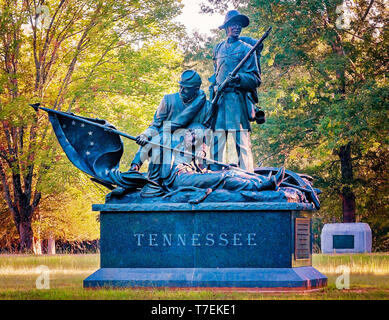 Tennessee Civil War soldiers are honored with a monument, “Passing of Honor” at Shiloh National Military Park in Shiloh, Tennessee. Stock Photo