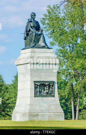 The Illinois monument is pictured at Shiloh National Military Park, Sept. 21, 2016, in Shiloh, Tennessee. The park commemorates the Battle of Shiloh. Stock Photo