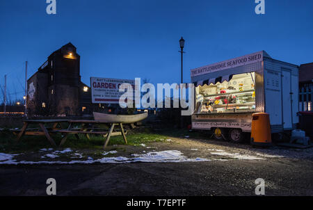 Cold January evening in Battlesbridge, Essex Stock Photo