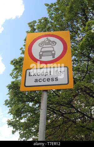 Weight restriction sign except for access, British road sign Stock Photo