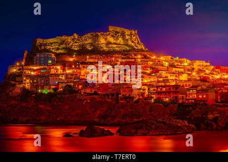 Picturesque medieval city of Castelsardo perched high above the sea on gulf of Asinara in north Sardinia. Stock Photo