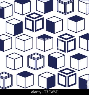 cubes figures geometrics pattern Stock Vector