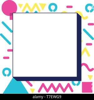 colorfull geometrics figures and lines ninetys pattern Stock Vector