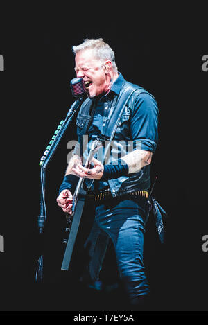 James Hetfield, singer and guitarist of the american heavy metal band Metallica, performing live at Pala Alpitour in Turin, Italy, on 10 February, 201 Stock Photo
