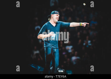 Lars Urlich, drummer of the american heavy metal band Metallica, performing live at Pala Alpitour in Turin, Italy, on 10 February, 2018. Stock Photo