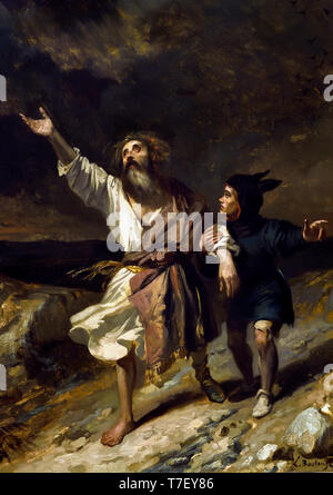 King Lear and his madman during the storm 1836 Boulanger Louis Candide ( 1806 - 1867), France, French, Stock Photo