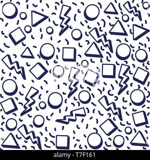 geometrics figures and lines ninetys pattern Stock Vector