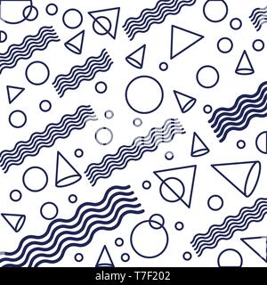 geometrics figures and lines ninetys pattern Stock Vector