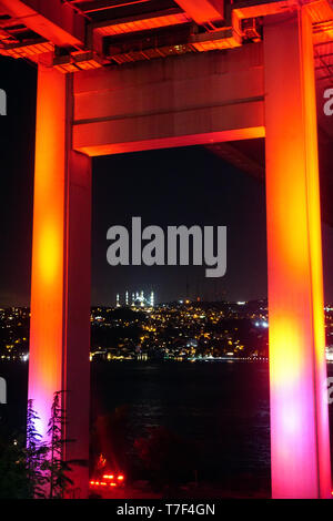 Istanbul bosphorus bridge night scene Stock Photo