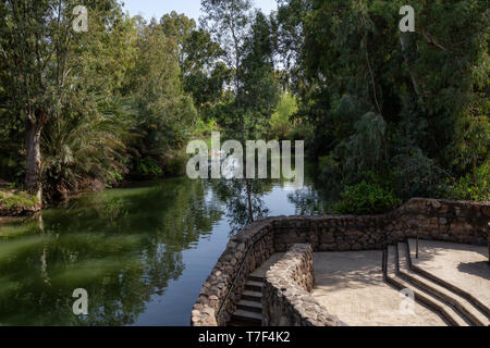 Beautiful view of Jordan River where Jesus of Nazareth was Baptised. Stock Photo