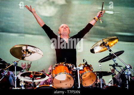 Lars Ulrich of the american heavy metal band Metallica performing live at Rockavaria Festival in Munich, Germany, on 31 May, 2015. Stock Photo