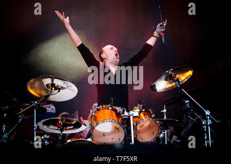 Lars Ulrich of the american heavy metal band Metallica performing live at Rockavaria Festival in Munich, Germany, on 31 May, 2015. Stock Photo