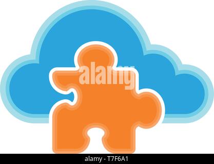 Cloud computing icon with a puzzle piece symbol Stock Vector