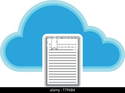Cloud computing icon with a document symbol Stock Vector
