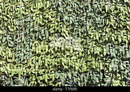 Military camouflage net as background. Green leafs camouflage for texture Stock Photo
