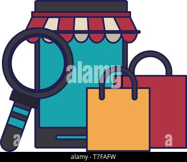 online shopping concept cartoon Stock Vector