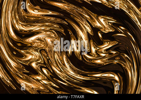 Abstract graphic painting golden background. Elite and rich pattern. Liquid gold fractal art. Stock Photo