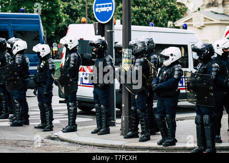 French Police riot squad, Gendarmerie Mobile, blocking one of Plogoff ...